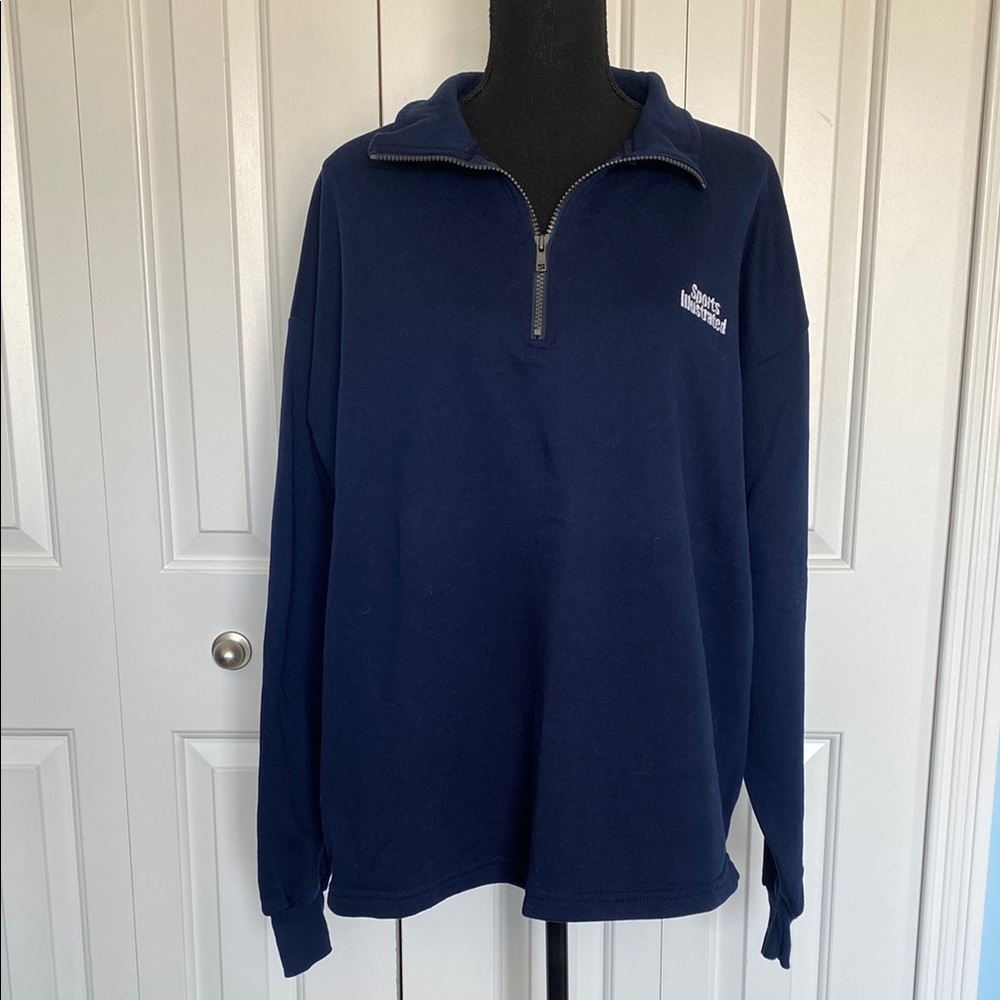 Jerzees Sports Illustrated Embroidered XL Navy Blue Half-Zip Sweatshirt Crewneck